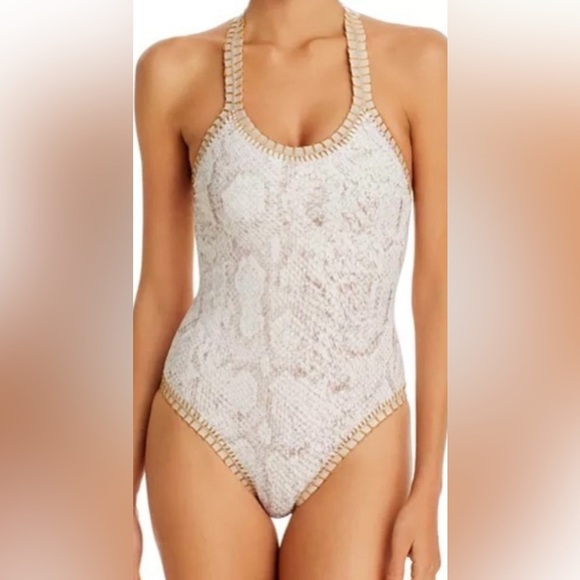 Platinum swimwear- Elegant Cream snakeskin pattern  Women's Swimsuit- size small - Picture 1 of 6